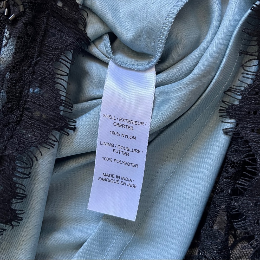 Adrianna Papell Eyelet Lace, Beaded and Sequin Details, Black Blue, Size US 12 - Picture 6 of 12